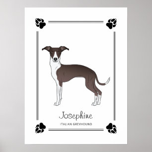 Zegel En Witte Italiaanse Windhond Met Pootjes & T Poster
