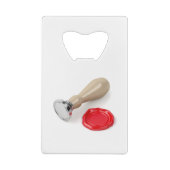 Zegel en zegel van de rode was creditkaart flessenopener (Achterkant)