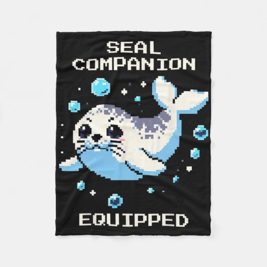 Zegel Gezel Uitgerust Pixel Art Zegel Retro Vibes Fleece Deken (Voorkant)