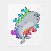 Zegel met bril fleece deken (Voorkant)