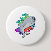 Zegel met bril ronde button 7,6 cm (Voorkant)