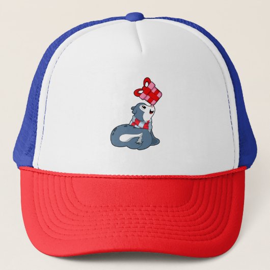 Zegel met cadeau trucker pet (Voorkant)