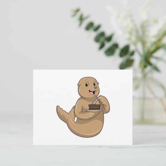 Zegel met Cake Briefkaart (Staand voorkant)