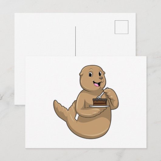 Zegel met Cake Briefkaart (Voorkant / Achterkant)