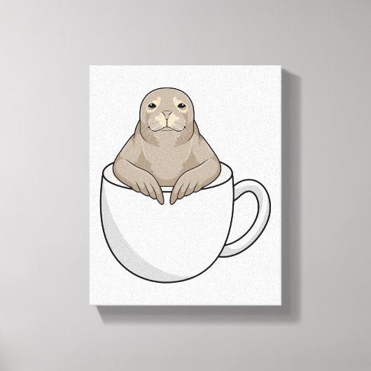 Zegel met koffiekopje canvas afdruk (Voorkant)