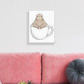 Zegel met koffiekopje canvas afdruk (Insitu (Woonkamer))