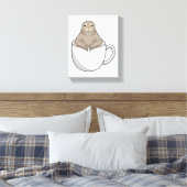 Zegel met koffiekopje canvas afdruk (Insitu (Slaapkamer))