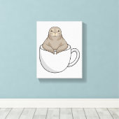 Zegel met koffiekopje canvas afdruk (Insitu (Houten vloer))