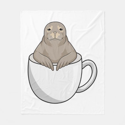 Zegel met koffiekopje fleece deken (Voorkant)
