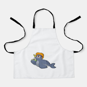 Zegel met kokosnoot schort