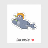 Zegel met kokosnoot sticker (Vel)