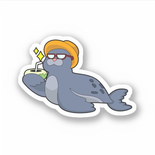 Zegel met kokosnoot sticker (Voorkant)