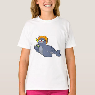 Zegel met kokosnoot t-shirt