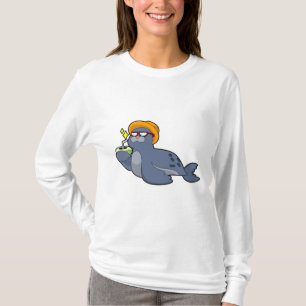 Zegel met kokosnoot t-shirt