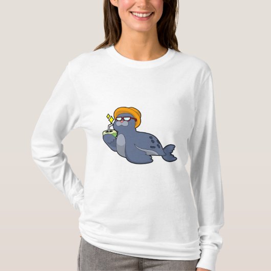 Zegel met kokosnoot t-shirt (Voorkant)