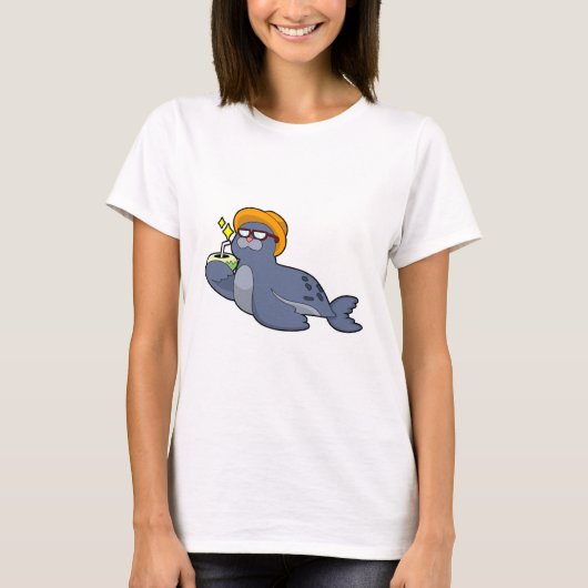 Zegel met kokosnoot t-shirt (Voorkant)