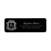 Zegel met monogram zwart trouw retouradres etiket (Voorkant)