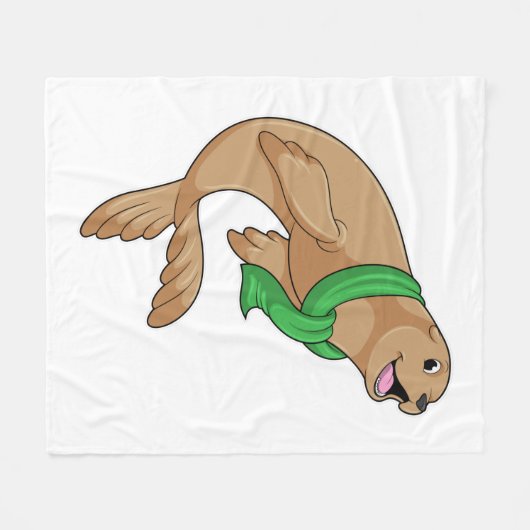 Zegel met Scarf Fleece Deken (Voorkant (Horizontaal))