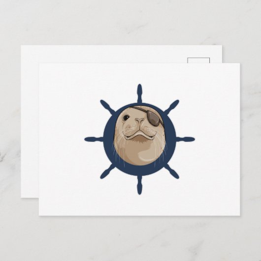 Zegel met scheepsroer briefkaart (Voorkant / Achterkant)