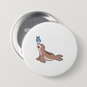 Zegel met vis (2).PNG Ronde Button 7,6 Cm (Voorkant /achterkant)