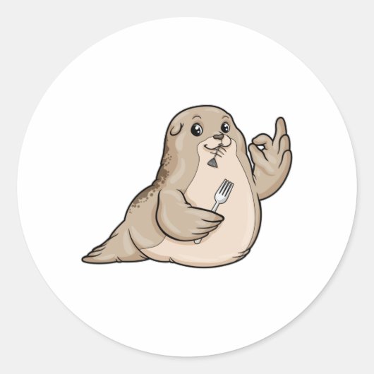 Zegel met vis en vork (Voorkant)