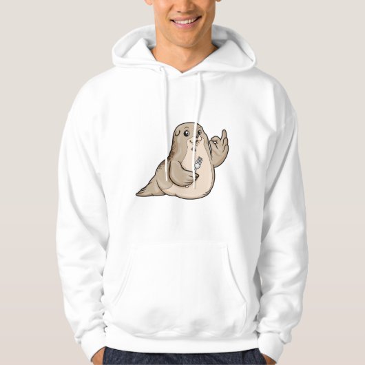 Zegel met vis en vork hoodie (Voorkant)