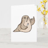 Zegel met vis en vork kaart (Gele Bloem)