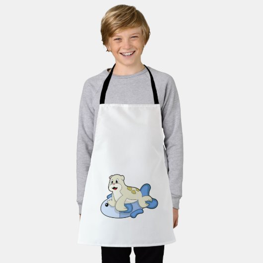 Zegel met vis schort (Gedragen)