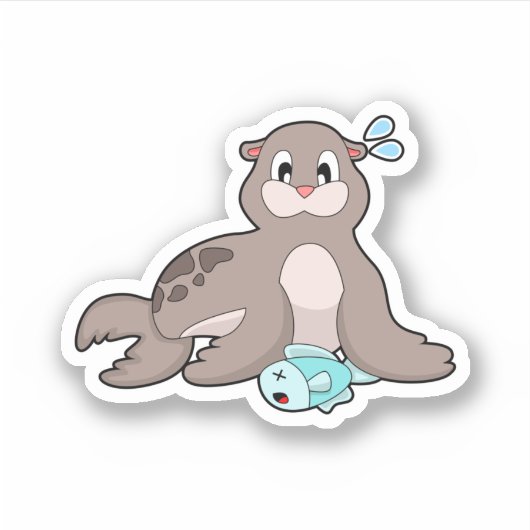 Zegel met vis sticker (Voorkant)