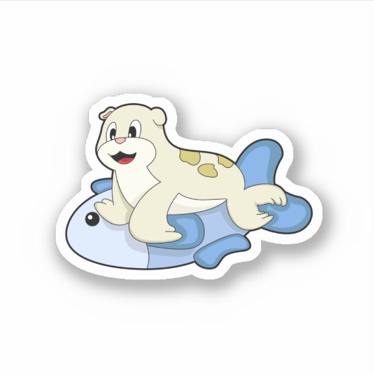 Zegel met vis sticker (Voorkant)