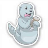 Zegel met vis sticker (Voorkant)