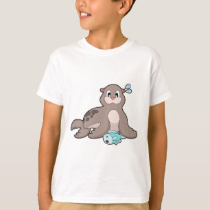 Zegel met vis t-shirt
