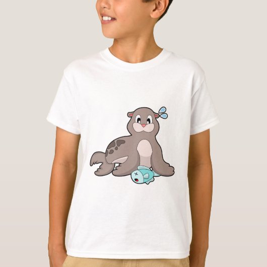 Zegel met vis t-shirt (Voorkant)