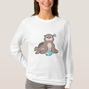 Zegel met vis t-shirt