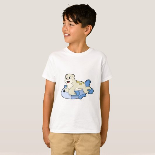 Zegel met vis t-shirt (Voorkant volledig)