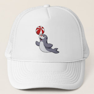 Zegel met waterpolo trucker pet