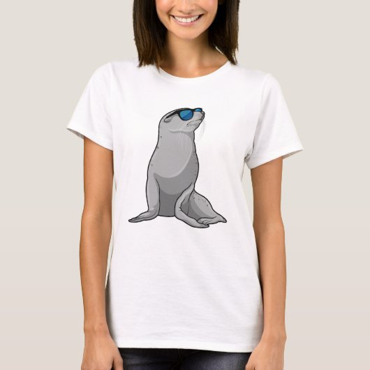 Zegel met zonnebril t-shirt (Voorkant)
