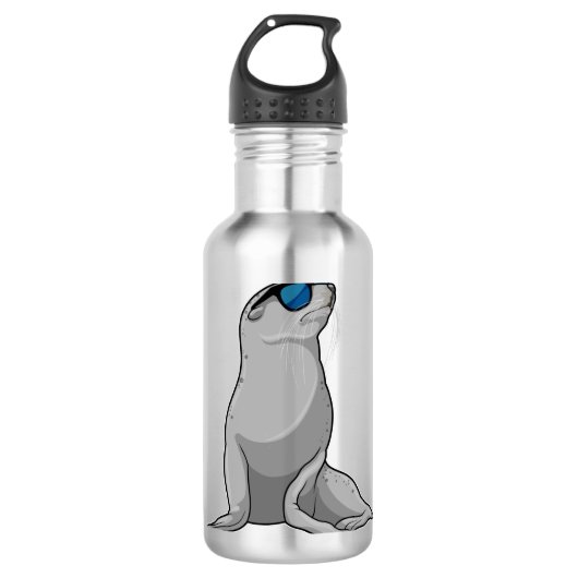 Zegel met zonnebril waterfles (Voorkant)