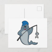 Zegel op Gevist met Geviste staaf en vis Briefkaart (Voorkant / Achterkant)