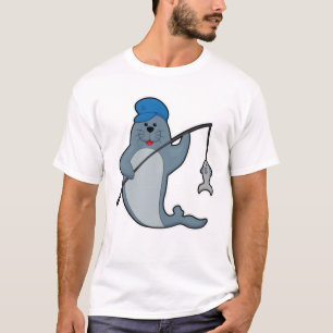 Zegel op Gevist met Geviste staaf en vis T-shirt