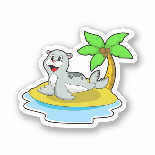 Zegel op het eiland sticker (Voorkant)