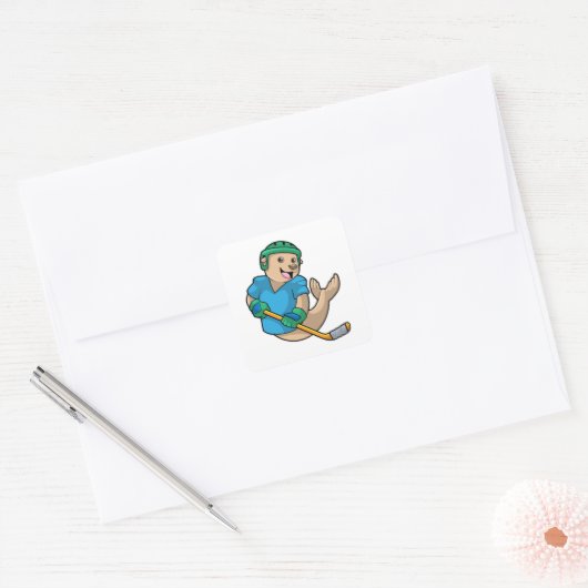 Zegel op ijshockey met ijshockeystick (Envelop)