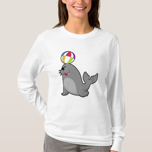 Zegel op watersport met waterpolo t-shirt (Voorkant)