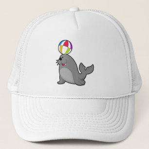 Zegel op watersport met waterpolo trucker pet