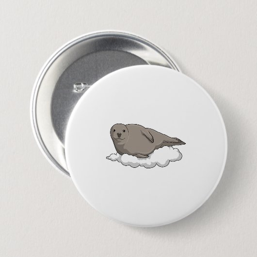 Zegel op wolken ronde button 7,6 cm (Voorkant /achterkant)