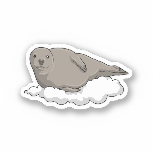 Zegel op wolken sticker (Voorkant)