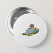 Zegel op zon met waterpolo ronde button 7,6 cm (Voorkant /achterkant)