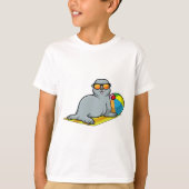 Zegel op zon met waterpolo t-shirt (Voorkant)