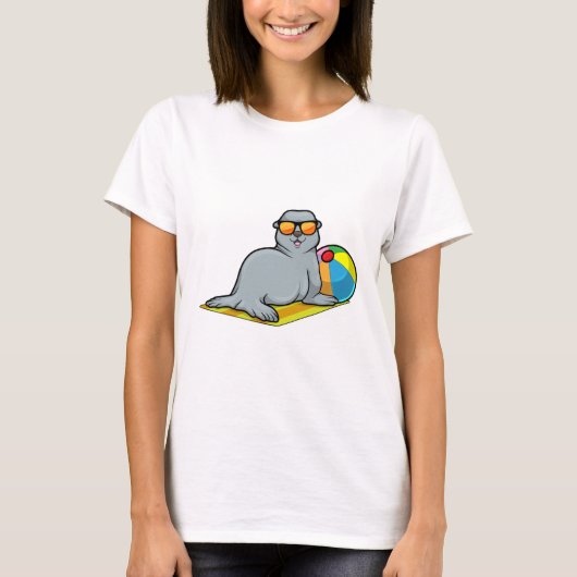 Zegel op zon met waterpolo t-shirt (Voorkant)