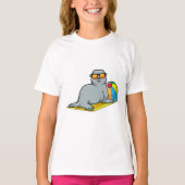 Zegel op zon met waterpolo t-shirt (Voorkant)